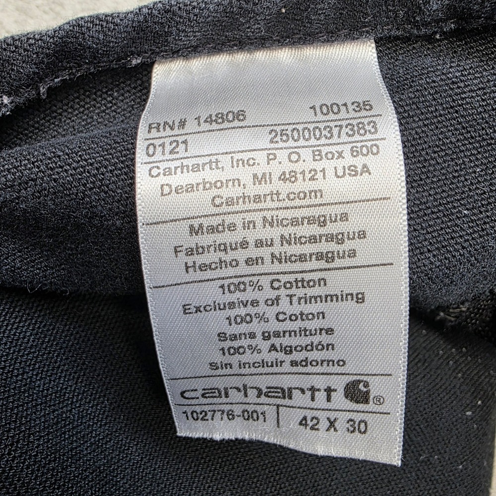 Carhartt Mens Black Duck Canvas Bib Overalls Workwear R01 BLK 40x30 Utility - Picture 11 of 14